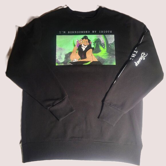 Disney's Lion King "I'm Surrounded by Idiots" Crewneck Black Sweatshirt - S/M - Picture 8 of 10